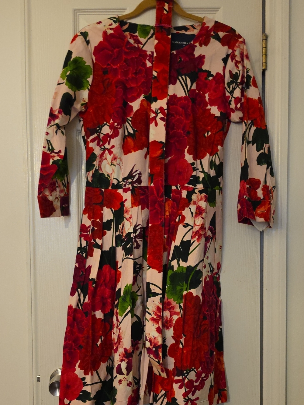 Samantha Sung Floral Midi Dress in Red & White